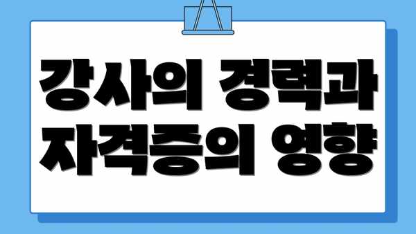 강사의 경력과 자격증의 영향