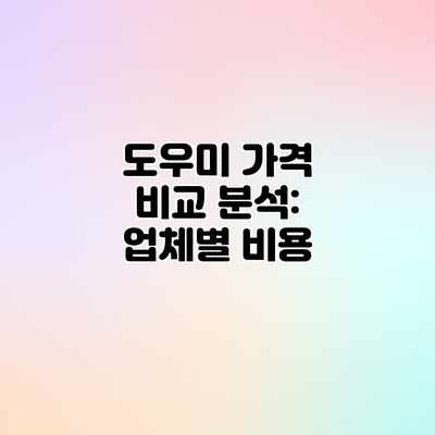 도우미 가격 비교 분석: 업체별 비용
