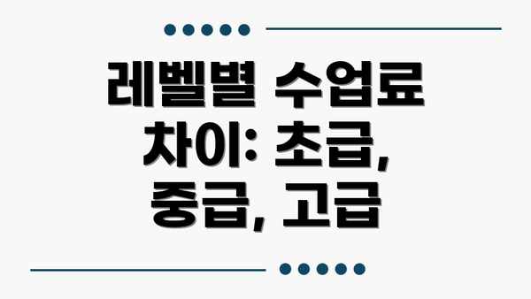 레벨별 수업료 차이: 초급, 중급, 고급