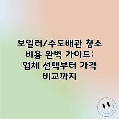 보일러/수도배관 청소 비용 완벽 가이드: 업체 선택부터 가격 비교까지 보일러/수도배관 청소 비용 완벽 가이드: 업체 선택부터 가격 비교까지