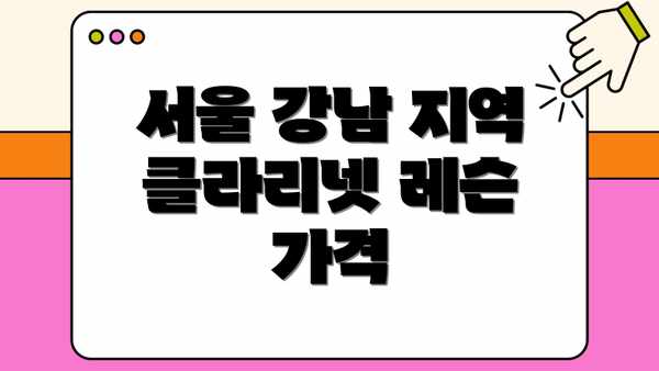 서울 강남 지역 클라리넷 레슨 가격