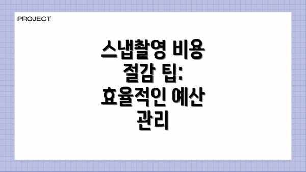스냅촬영 비용 절감 팁: 효율적인 예산 관리