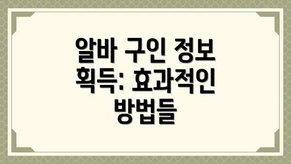 알바 구인 정보 획득: 효과적인 방법들