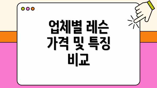 업체별 레슨 가격 및 특징 비교