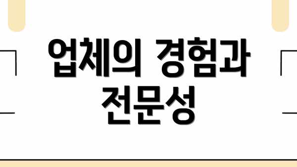 업체의 경험과 전문성