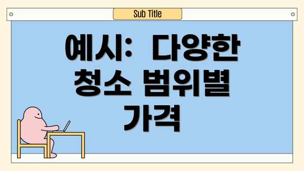예시:  다양한 청소 범위별 가격