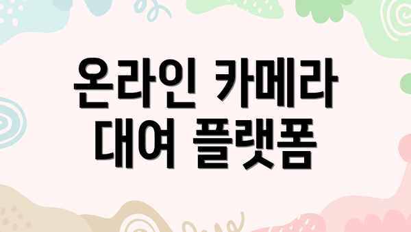 온라인 카메라 대여 플랫폼