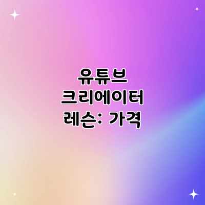 유튜브 크리에이터 레슨: 가격