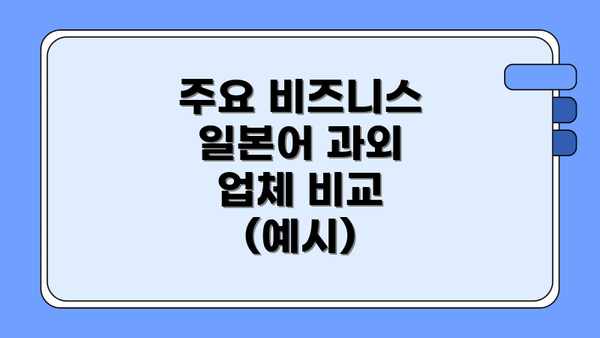 주요 비즈니스 일본어 과외 업체 비교 (예시)