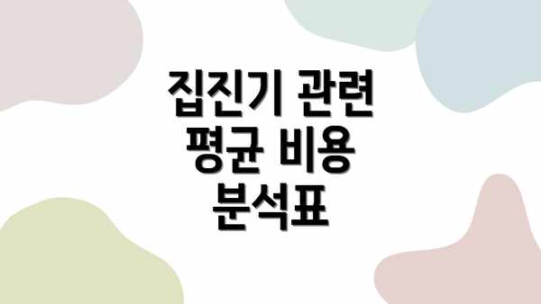 집진기 관련 평균 비용 분석표