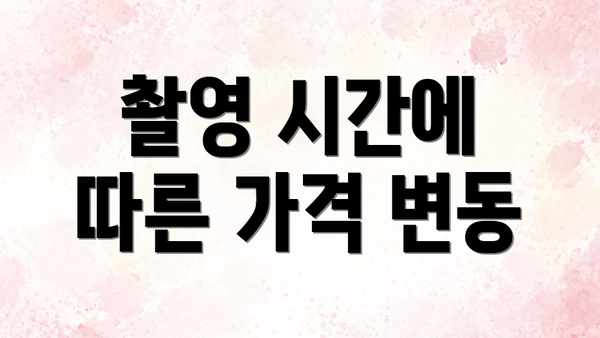 촬영 시간에 따른 가격 변동