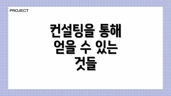 컨설팅을 통해 얻을 수 있는 것들
