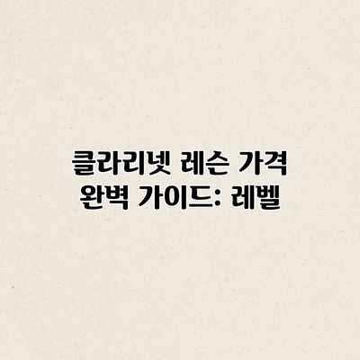 클라리넷 레슨 가격 완벽 가이드: 레벨 클라리넷 레슨 가격 완벽 가이드: 레벨