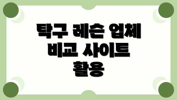 탁구 레슨 업체 비교 사이트 활용
