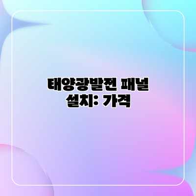 태양광발전 패널 설치: 가격