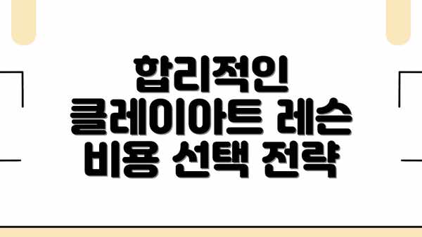 합리적인 클레이아트 레슨 비용 선택 전략
