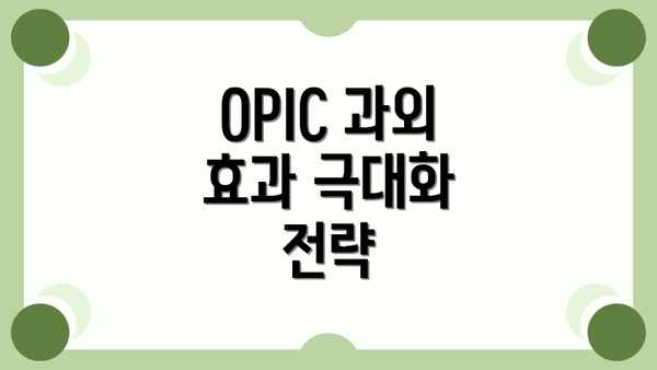 OPIC 과외 효과 극대화 전략