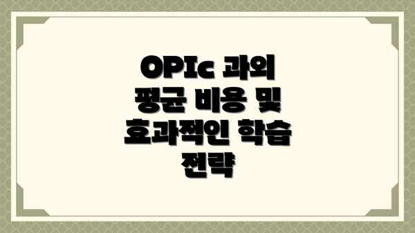 OPIc 과외 평균 비용 및 효과적인 학습 전략
