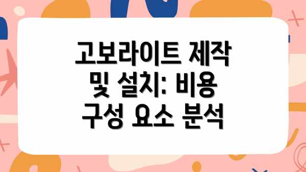 고보라이트 제작 및 설치: 비용 구성 요소 분석