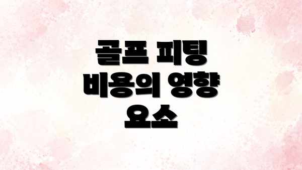 골프 피팅 비용의 영향 요소