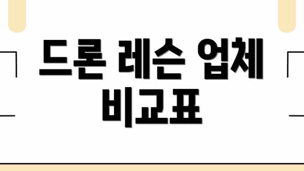 드론 레슨 업체 비교표