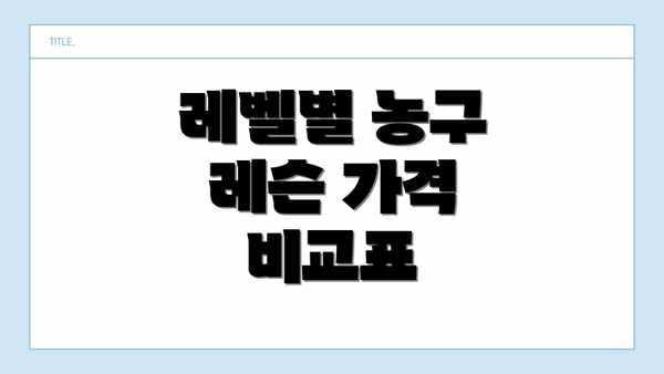 레벨별 농구 레슨 가격 비교표