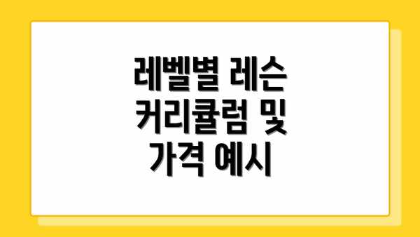 레벨별 레슨 커리큘럼 및 가격 예시