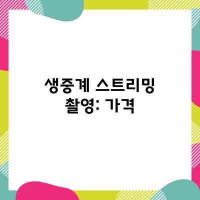생중계 스트리밍 촬영: 가격 생중계 스트리밍 촬영: 가격