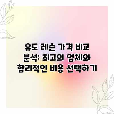 유도 레슨 가격 비교 분석: 최고의 업체와 합리적인 비용 선택하기