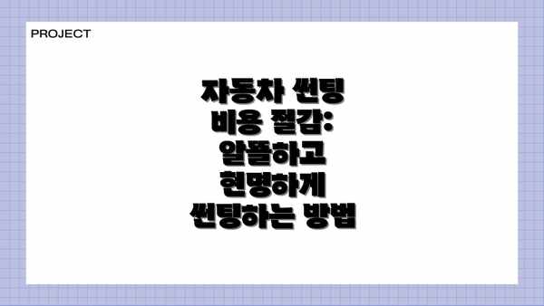 자동차 썬팅 비용 절감: 알뜰하고 현명하게 썬팅하는 방법