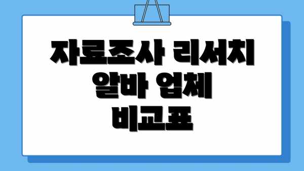 자료조사 리서치 알바 업체 비교표