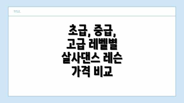 초급, 중급, 고급 레벨별 살사댄스 레슨 가격 비교