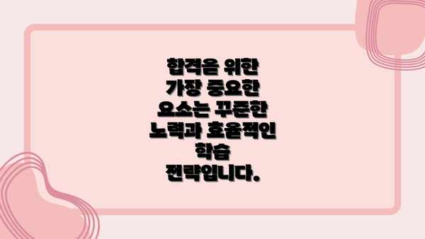 합격을 위한 가장 중요한 요소는 꾸준한 노력과 효율적인 학습 전략입니다.
