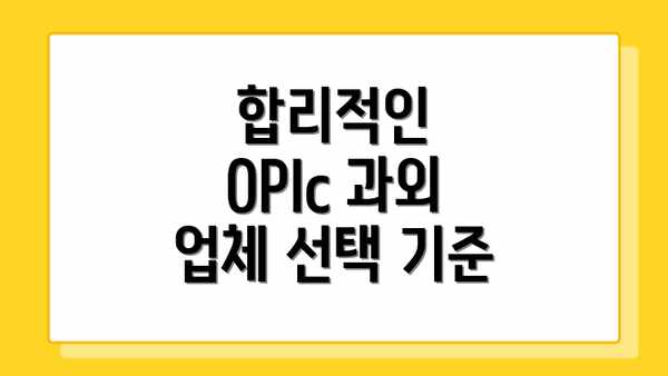 합리적인 OPIc 과외 업체 선택 기준