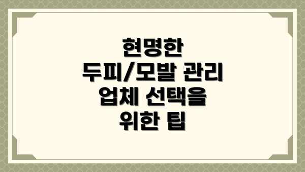 현명한 두피/모발 관리 업체 선택을 위한 팁
