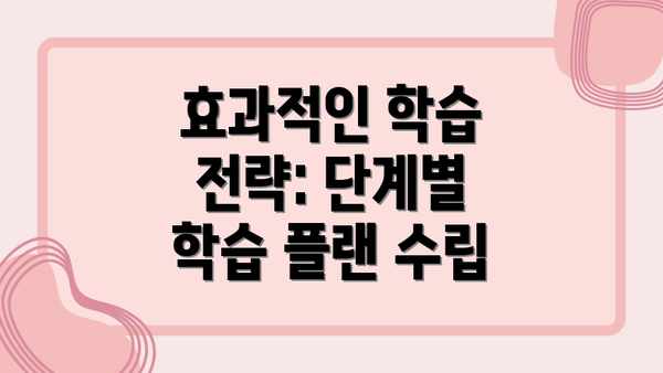 효과적인 학습 전략: 단계별 학습 플랜 수립