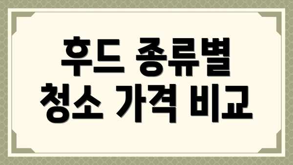 후드 종류별 청소 가격 비교