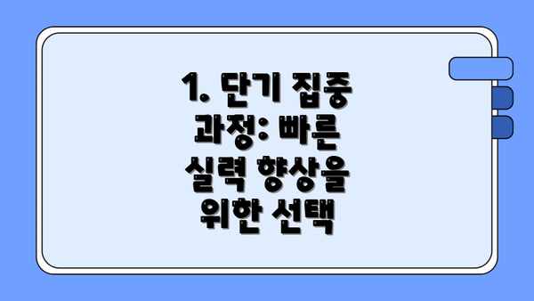 1. 단기 집중 과정: 빠른 실력 향상을 위한 선택