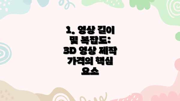 1. 영상 길이 및 복잡도: 3D 영상 제작 가격의 핵심 요소