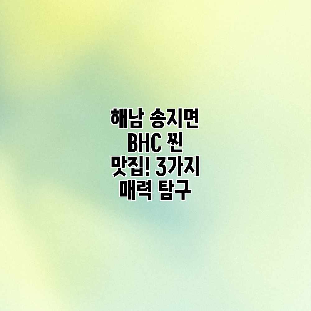 해남 송지면 BHC 찐 맛집! 3가지 매력 탐구 해남 송지면 BHC 찐 맛집! 3가지 매력 탐구