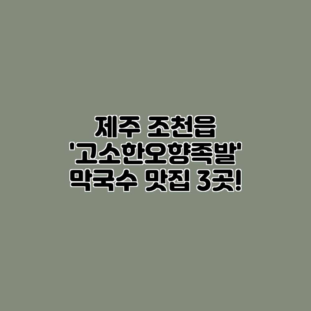 제주 조천읍 ‘고소한오향족발’ 막국수 맛집 3곳! 제주 조천읍 ‘고소한오향족발’ 막국수 맛집 3곳!