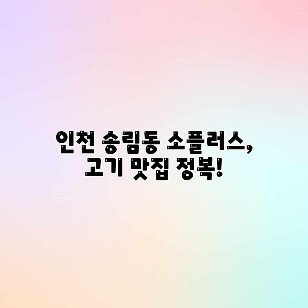 인천 송림동 소플러스, 고기 맛집 정복! 인천 송림동 소플러스, 고기 맛집 정복!