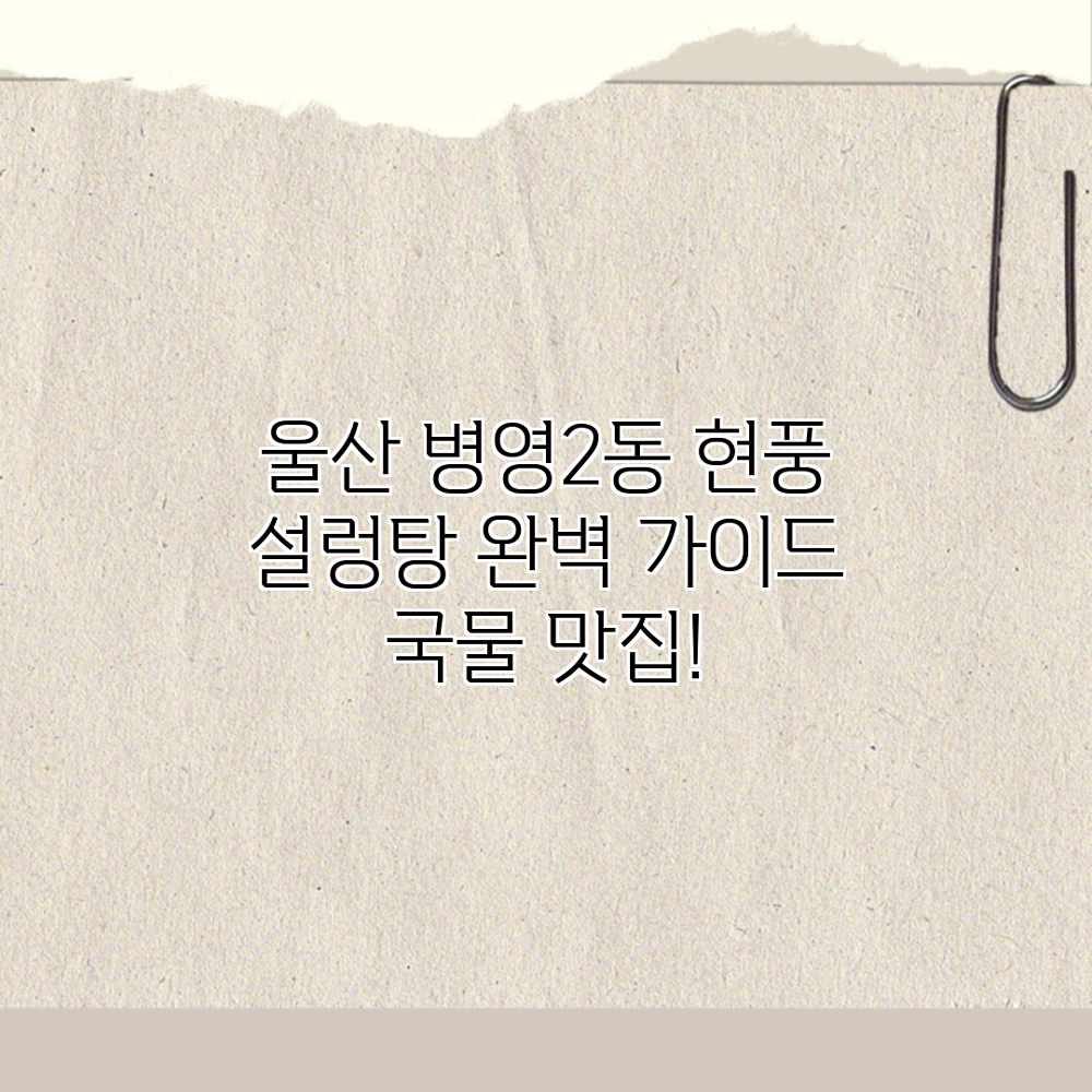 울산 병영2동 현풍 설렁탕 완벽 가이드: 국물 맛집! 울산 병영2동 현풍 설렁탕 완벽 가이드: 국물 맛집!