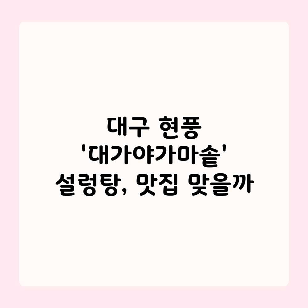 대구 현풍 ‘대가야가마솥’ 설렁탕, 맛집 맞을까? 대구 현풍 ‘대가야가마솥’ 설렁탕, 맛집 맞을까?