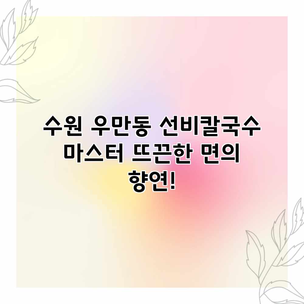 수원 우만동 선비칼국수 마스터: 뜨끈한 면의 향연! 수원 우만동 선비칼국수 마스터: 뜨끈한 면의 향연!