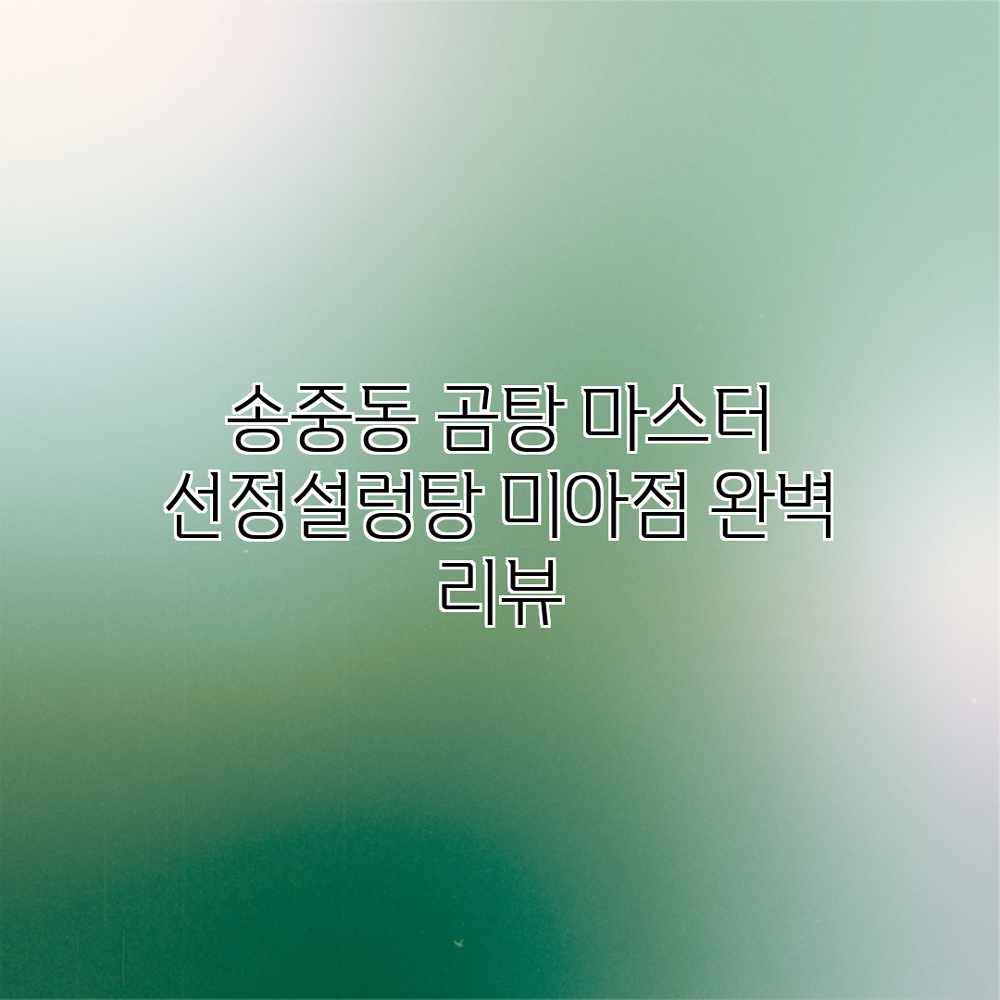 **송중동 곰탕 마스터: 선정설렁탕 미아점 완벽 리뷰** **송중동 곰탕 마스터: 선정설렁탕 미아점 완벽 리뷰**