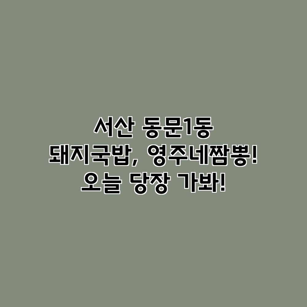 서산 동문1동 돼지국밥, 영주네짬뽕! 오늘 당장 가봐! 서산 동문1동 돼지국밥, 영주네짬뽕! 오늘 당장 가봐!