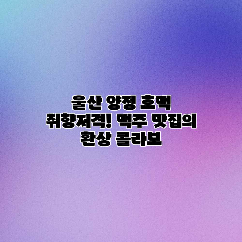 울산 양정 호맥: 취향저격! 맥주 맛집의 환상 콜라보 울산 양정 호맥: 취향저격! 맥주 맛집의 환상 콜라보