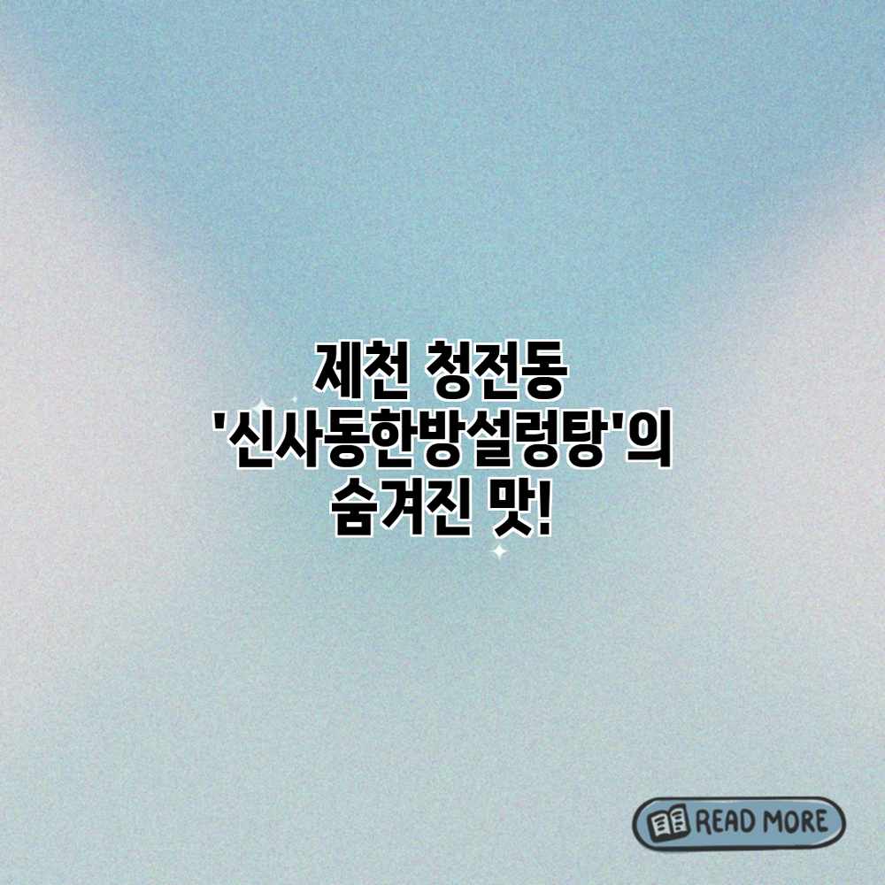 제천 청전동 ‘신사동한방설렁탕’의 숨겨진 맛!