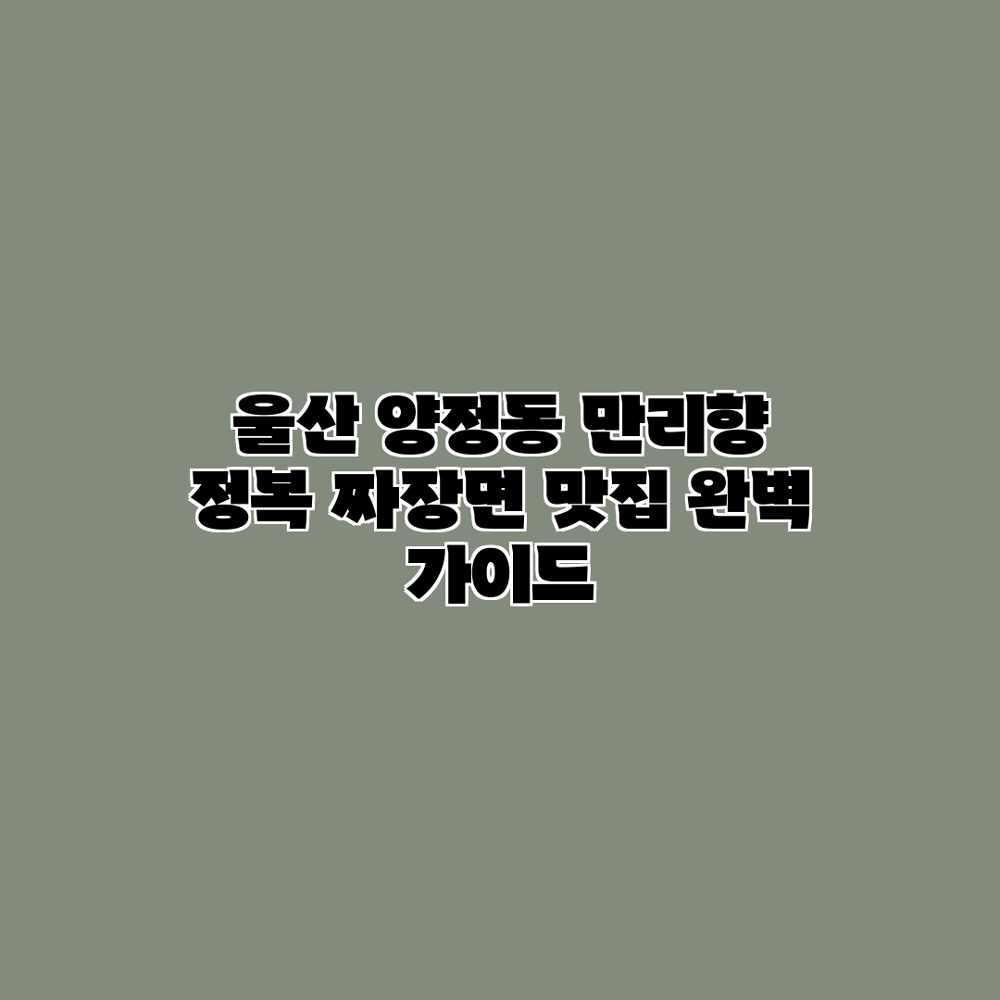 울산 양정동 만리향 정복: 짜장면 맛집 완벽 가이드